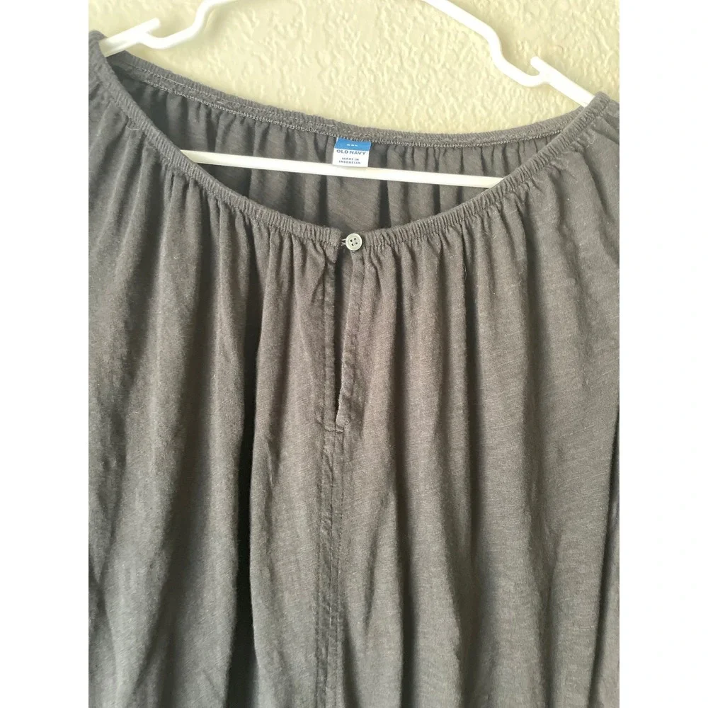 Old Navy Womens Black Puff Sleeve Top XXL Boho Peasant Blouse 100%Cotton.